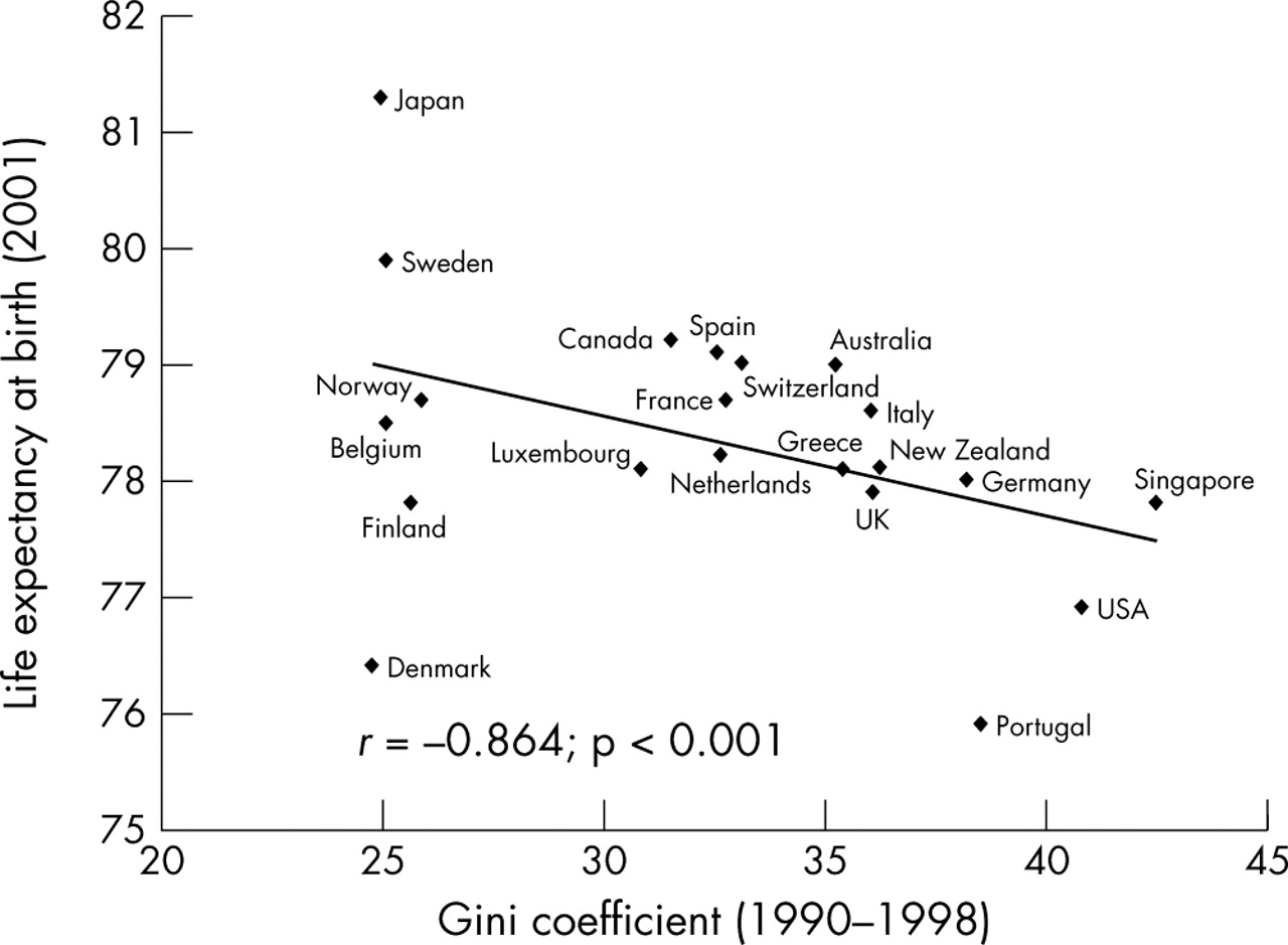 Gini Life Expectancy Correlation